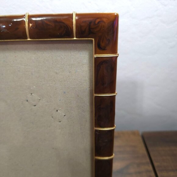 Vintage Brown & Gold Ashely Manor Shiny Resin & Metal 4x6 Textured Swirl Design - Picture 3 of 10